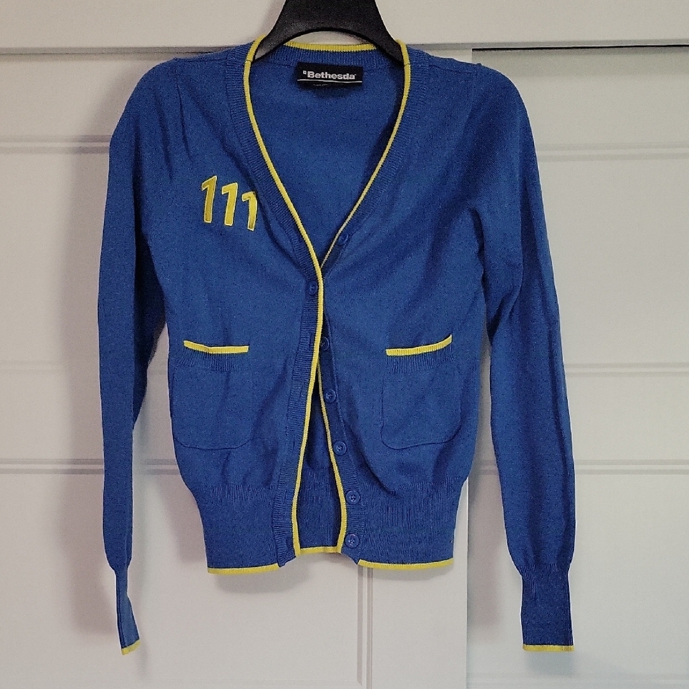 Bethesda Blue Sweater with Yellow Accent